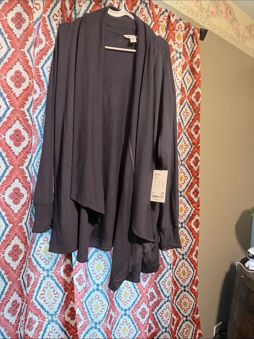 Athleta Charcoal Open-Front Draped Cardigan